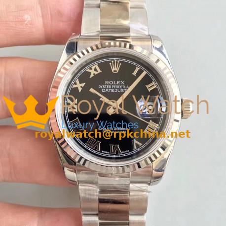 Replica Rolex Datejust 36MM 116234 AR Stainless Steel 904L Black Dial Swiss 3135
