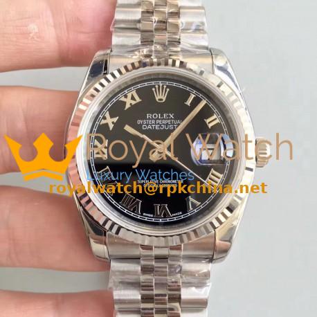 Replica Rolex Datejust 36MM 116234 AR Stainless Steel 904L Black Dial Swiss 3135