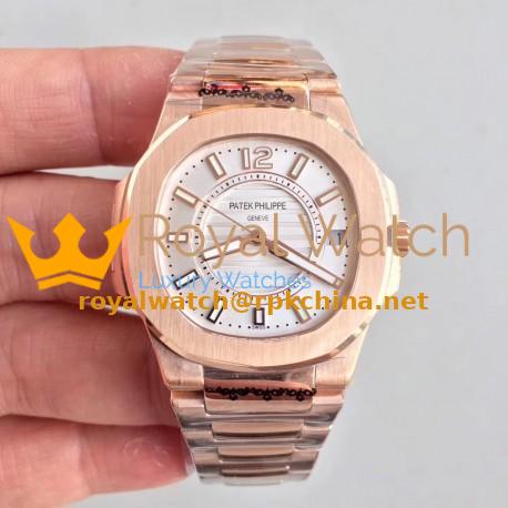 Replica Patek Philippe Nautilus Ladies 7011/1R-001 JJ Rose Gold Silver Dial Swiss Quartz E23-250 S C