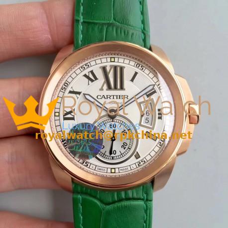 Replica Calibre De Cartier W7100009 42MM JF Rose Gold White Dial M8205
