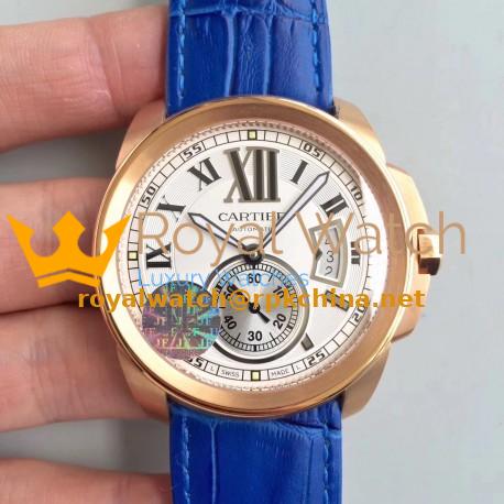 Replica Calibre De Cartier W7100009 42MM JF Rose Gold White Dial M8205