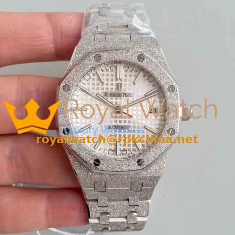Replica Audemars Piguet Royal Oak Frosted Gold 37MM 15454 JH Stainless Steel Silver Dial Swiss 3120