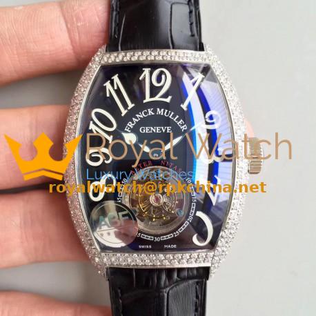 Replica Franck Muller Cintree Curvex Imperial Tourbillon 8880 T ABF Stainless Steel & Diamonds Black Dial Swiss Tourbillon