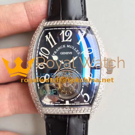Replica Franck Muller Cintree Curvex Imperial Tourbillon 8880 T ABF Stainless Steel & Diamonds Black Dial Swiss Tourbillon