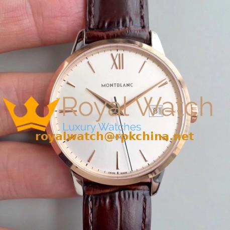 Replica Montblanc Heritage Spirit Date Automatic 111624 ER Stainless Steel & Rose Gold Silver Dial Swiss MB 24.17