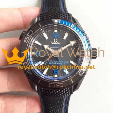 Replica Omega Seamaster Planet Ocean 600M Deep Black In Blue GMT 215.92.46.22.01.002 JH PVD Black Dial Swiss 8906