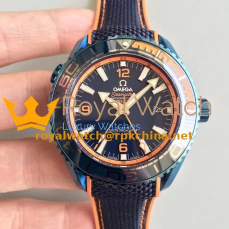 Replica Omega Seamaster Planet Ocean 600M Co-Axial GMT Big Blue 215.32.44.21.01.001 JH Blue PVD Blue Dial Swiss 8906