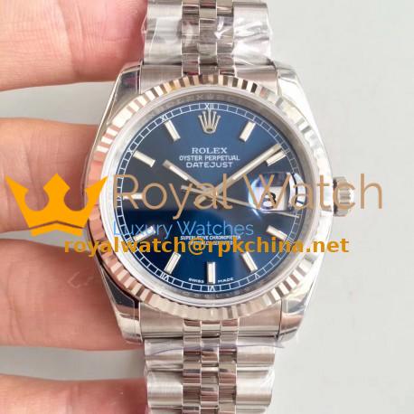 Replica Rolex Datejust 36MM 116234 AR Stainless Steel 904L Blue Dial Swiss 3135