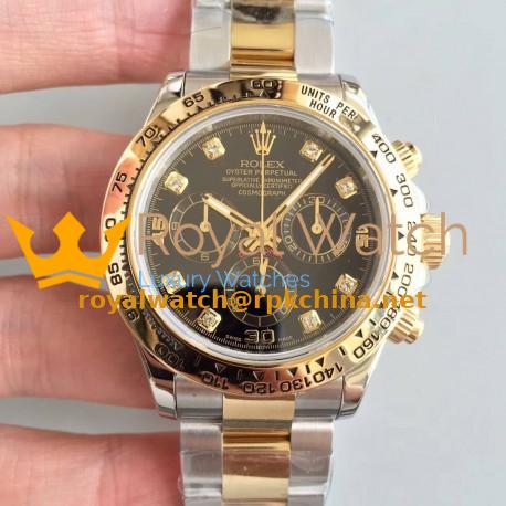Replica Rolex Daytona Cosmograph 116503 3A 18K Yellow Gold & Stainless Steel 904L Black Dial Swiss 7750 Run 6@SEC