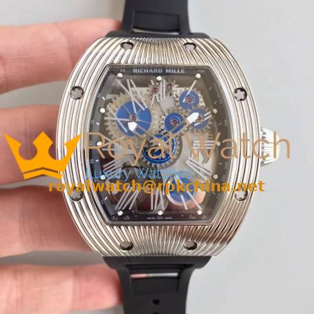 Replica Richard Mille RM018 Tourbillon Hommage A Boucheron N Stainless Steel Blue Skeleton Dial M6T51