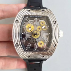 RM018 Tourbillon Hommage A Boucheron Noob Factory SS Yellow Skeleton Dial M6T51