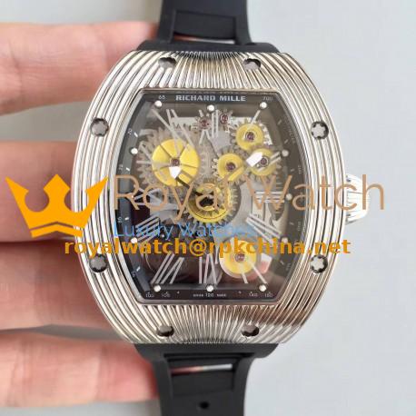 Replica Richard Mille RM018 Tourbillon Hommage A Boucheron N Stainless Steel Yellow Skeleton Dial M6T51