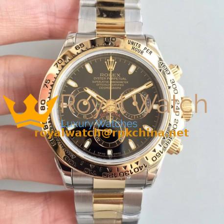 Replica Rolex Daytona Cosmograph 116503 3A 18K Yellow Gold Wrapped & Stainless Steel 904L Black Dial Swiss 7750 Run 6@SEC
