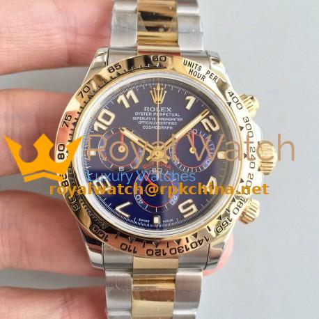 Replica Rolex Daytona Cosmograph 116503 3A 18K Yellow Gold Wrapped & Stainless Steel 904L Blue Dial Swiss 7750 Run 6@SEC