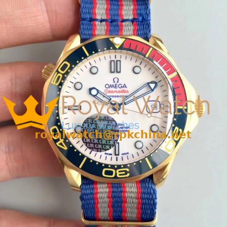 Replica Omega Seamaster Diver 300M Co-Axial 41MM Commander 007 212.62.41.20.04.001 UR Yellow Gold White Dial Swiss 2507