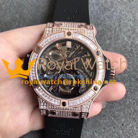 Replica Hublot Big Bang Tourbillon N Rose Gold & Diamond Skeleton Dial Swiss Tourbillon