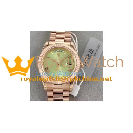 Replica Rolex Day-Date 40 228235 40MM HK Rose Gold Green Dial Swiss 3255