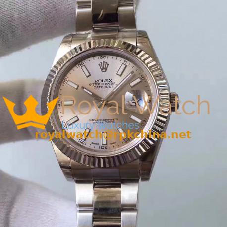 Replica Rolex Datejust II 116334 2018 41MM EW Stainless Steel Rhodium Dial Swiss 3136