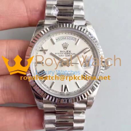 Replica Rolex Day-Date 40 228239 2018 EW Stainless Steel Silver Quadrant Dial Swiss 3255