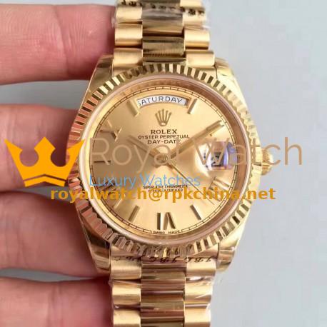 Replica Rolex Day-Date 40 228238 2018 EW Yellow Gold Champagne Dial Swiss 3255