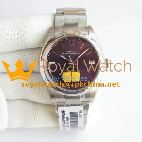 Replica Rolex Oyster Perpetual 34 114300 2018 UB Stainless Steel Red Dial Swiss 2836-2