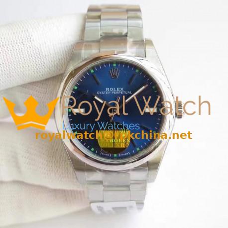 Replica Rolex Oyster Perpetual 34 114300 2018 UB Stainless Steel Blue Dial Swiss 2836-2