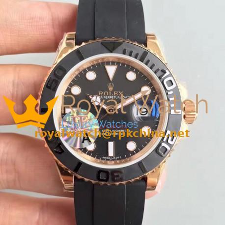 Replica Rolex Yacht-Master 40 116655 2018 JF Rose Gold Black Dial Swiss 3135