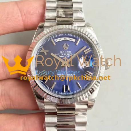 Replica Rolex Day-Date 40 228239 2018 EW Stainless Steel Blue Dial Swiss 3255