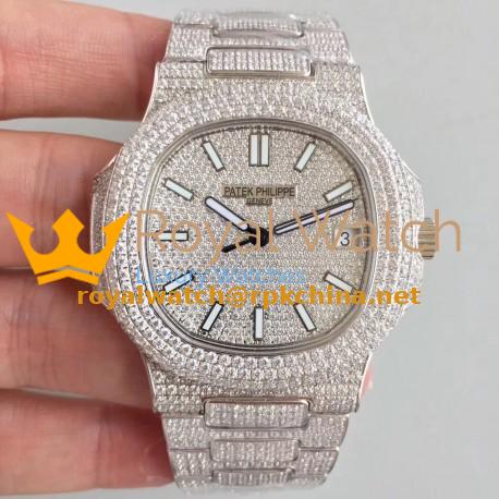 Replica Patek Philippe Nautilus Jumbo 5719/10G-010 2018 N Stainless Steel & Diamonds Diamond Dial Swiss 324SC