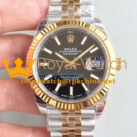 Replica Rolex Datejust II 116333 41MM EW Stainless Steel & Yellow Gold Black Dial Swiss 3235