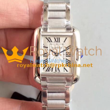 Replica Cartier Tank Anglaise Ladies W5310022 GS Stainless Steel Silver Dial Swiss Quartz
