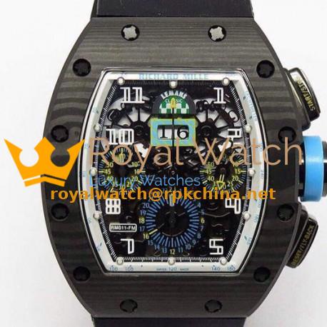 Replica Richard Mille RM011-FM Felipe Massa Chronograph Forged Carbon Blue Dial swiss 7750