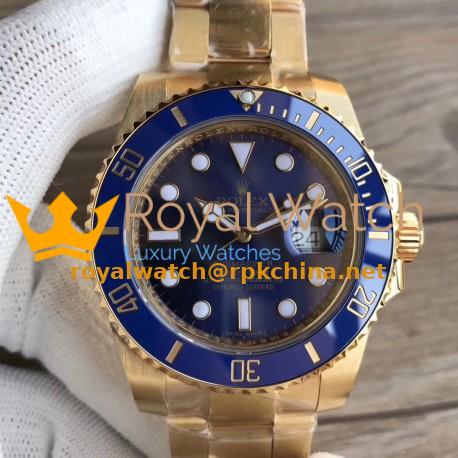 Replica Rolex Submariner Date 116618LB VR 18K Yellow Gold Wrapped Blue Dial Swiss 2836-2