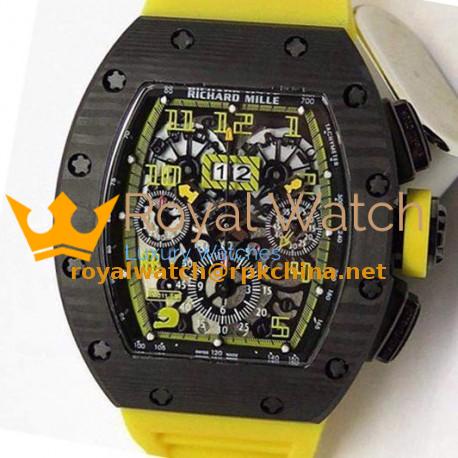 Replica Richard Mille RM011-FM Felipe Massa Chronograph Forged Carbon Yellow Dial Swiss 7750