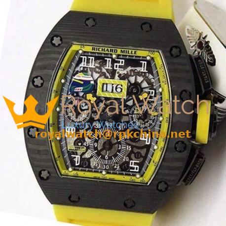 Replica Richard Mille RM011-FM F Massa Brazil GP Chronograph Forged Carbon Yellow Dial Swiss 7750