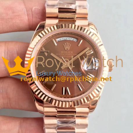 Replica Rolex Day-Date 40 228235 40MM AR Stainless Steel 904L With 18K Rose Gold Wrapped Chocolate Dial Swiss 3255