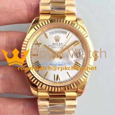 Replica Rolex Day-Date 40 228238 40MM AR Stainless Steel 904L With 18K Yellow Gold Wrapped Rhodium Dial Swiss 3255