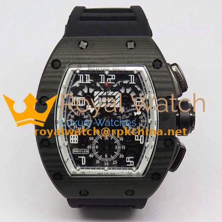 Replica Richard Mille RM011-FM Felipe Massa Chronograph Forged Carbon White Dial Swiss 7750