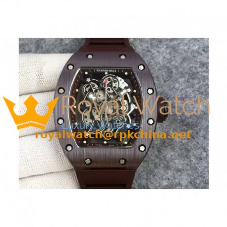 Replica Richard Mille RM55 Brown Ceramic Brown Skeleton Dial M8215