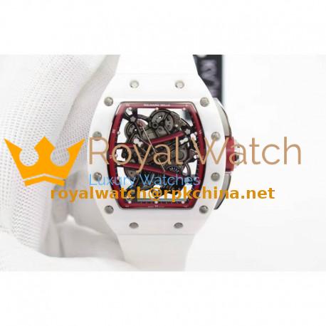 Replica Richard Mille RM59-01M White Ceramic Red Skeleton Dial M8215