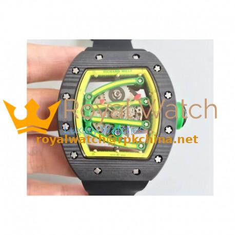 Replica Richard Mille RM59-01A Forged Carbon Yellow Skeleton Dial M6T51