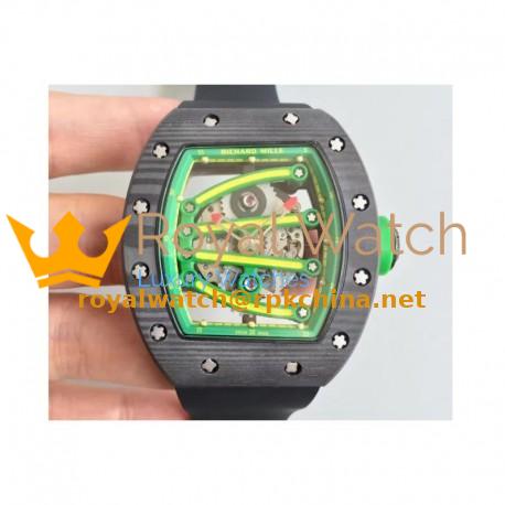 Replica Richard Mille RM59-01A Forged Carbon Green Skeleton Dial M6T51