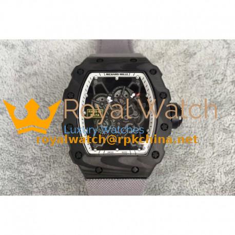 Replica Richard Mille RM35-01 Rafael Nadal Forged Carbon Skeleton White Dial Gray Nylon Strap M9015