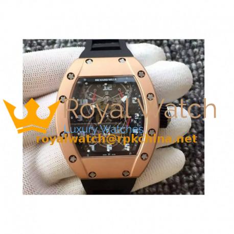 Replica Richard Mille RM022 Aerodyne Dual Time Zone Rose Gold Skeleton Dial M9015