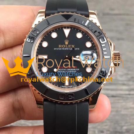 Replica Rolex Yacht-Master 40 116655 2018 V9 Rose Gold Black Dial Swiss 3135