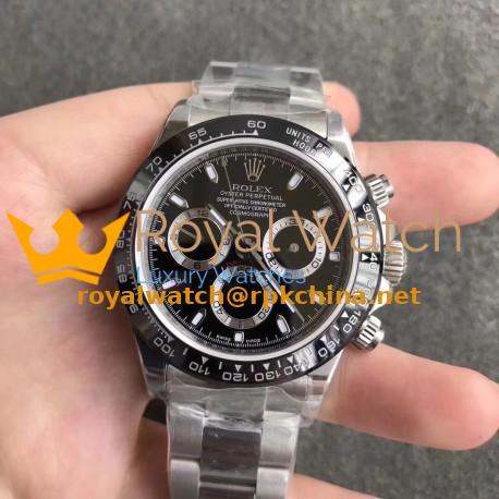 Replica Rolex Daytona Cosmograph 116500LN N Stainless Steel Black Dial Swiss 7750 Run 6@SEC