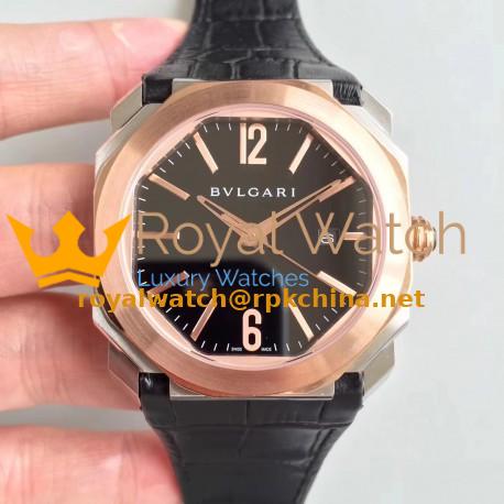 Replica Bvlgari Octo Solotempo 101964 JL Stainless Steel & Rose Gold Black Dial Swiss BVL193