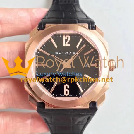 Replica Bvlgari Octo Solotempo 101963 JL Rose Gold Black Dial Swiss BVL193