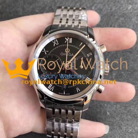 Replica Omega De Ville Co-Axial Chronograph 42MM 431.10.42.51.01.001 OM Stainless Steel Black Dial Swiss 9300