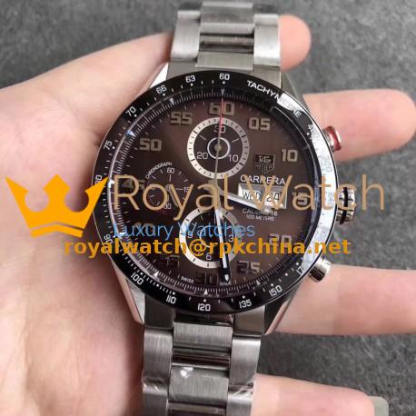 Replica Tag Heuer Carrera Calibre 1887 Day-Date 43MM HBB V6 Stainless Steel Chocolate Dial Swiss Calibre 1887